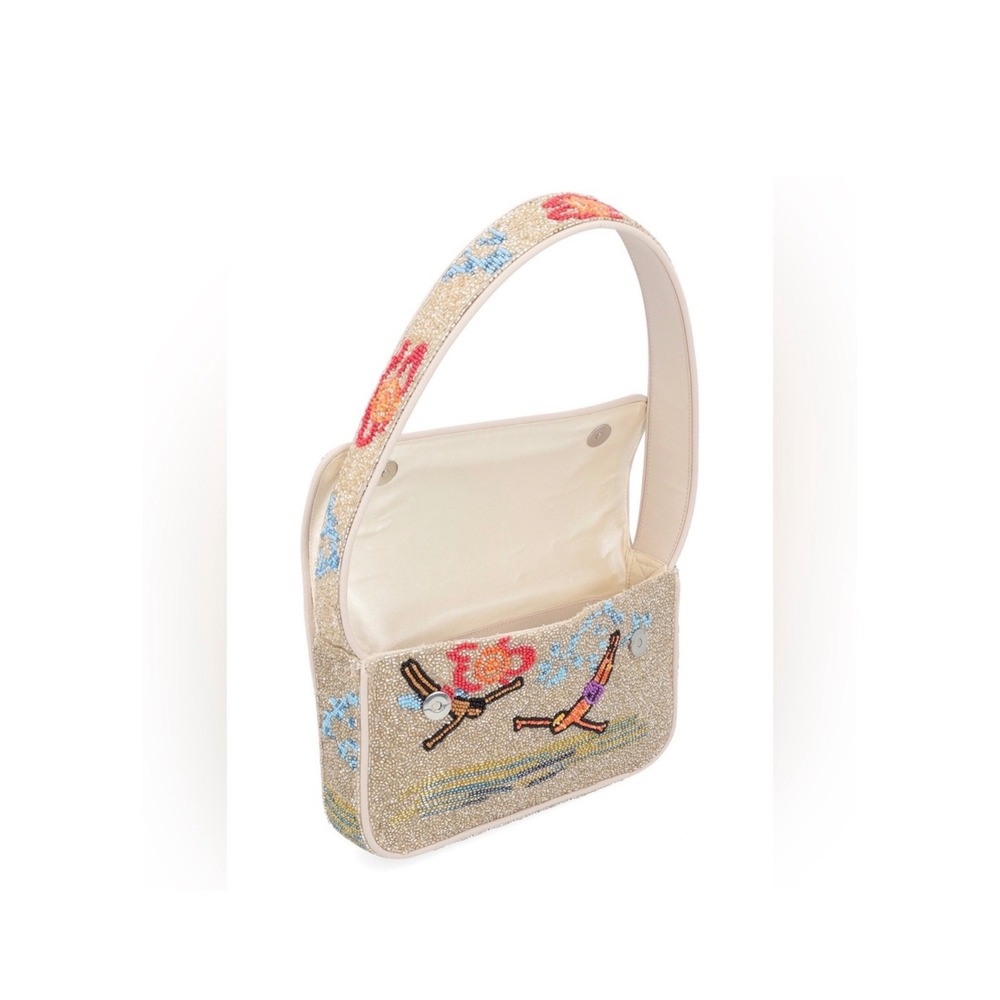 STAUD Tommy Beaded Shoulder Bag Divers Cream Multi New with Tags - Picture 4 of 7